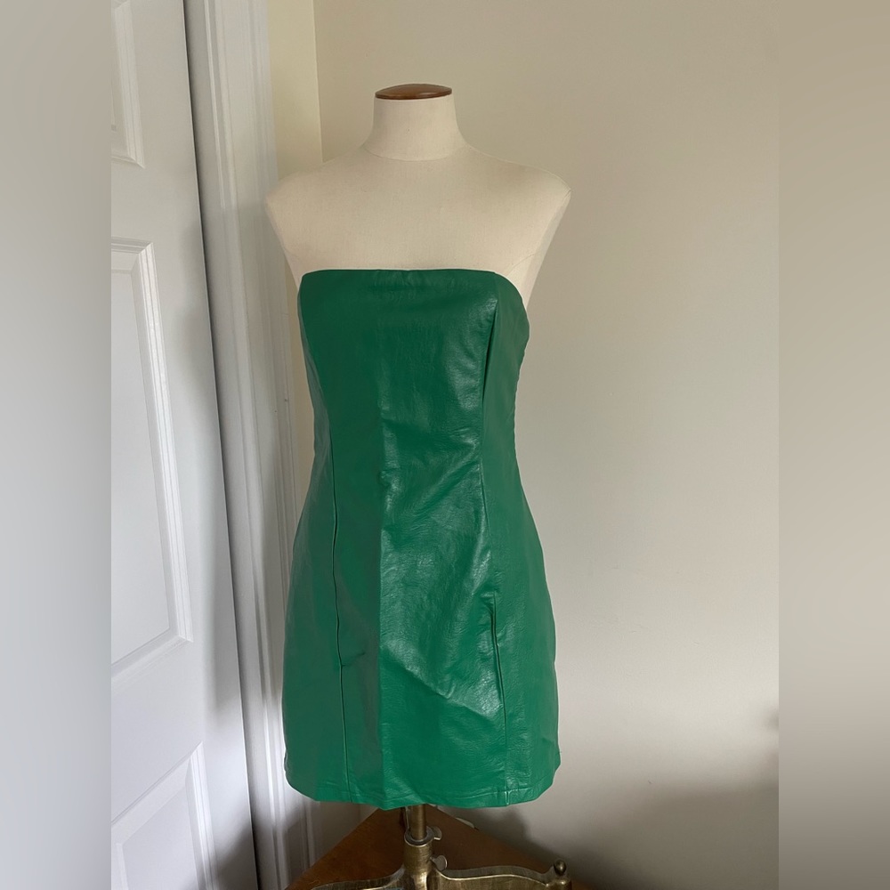 Princess Polly Green Leather Dress Size 8